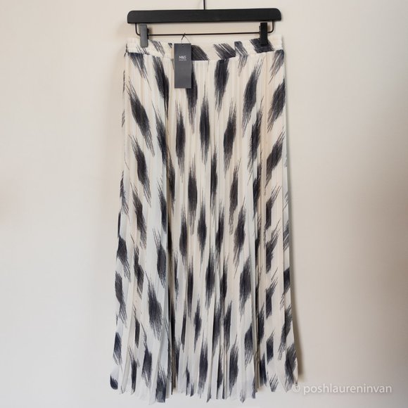 M&S Collection Printed Pleated Maxi Skirt  *NWT* – Size US 8 Tall - Picture 2 of 16